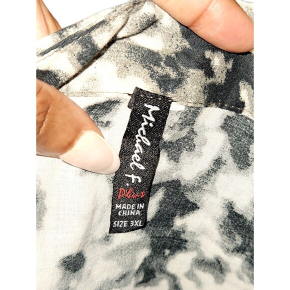 Women’s Michael F Black White Grey Cotton Smoke Splash Blouse Shirt Size 3X - Picture 2 of 6